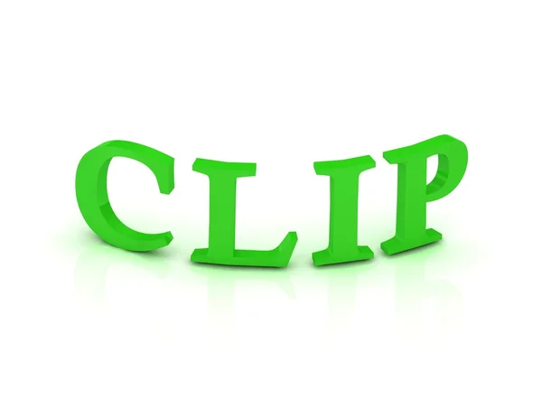 Clip-Zeichen mit grünen Buchstaben — Stockfoto