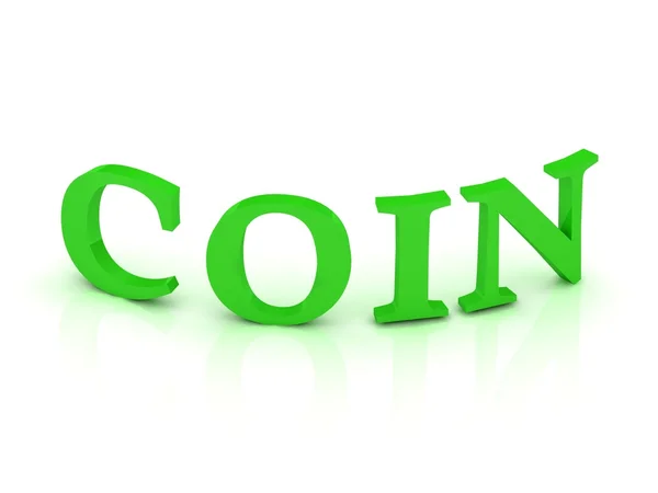 Signo de moneda con letras verdes — Foto de Stock