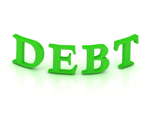 Schuldenschild mit grünen Buchstaben — Stockfoto