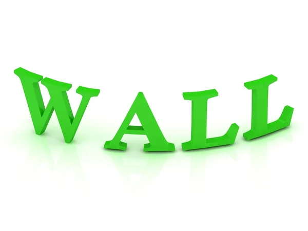 Знак WALL с зелеными буквами — стоковое фото