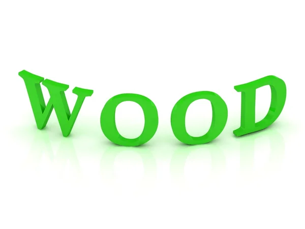 木标志与绿色字母 — 图库照片