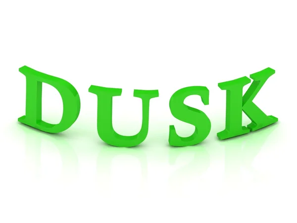 Sinal DUSK com letras verdes — Fotografia de Stock