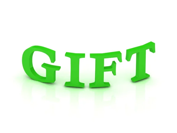 Geschenkschild mit grünen Buchstaben — Stockfoto