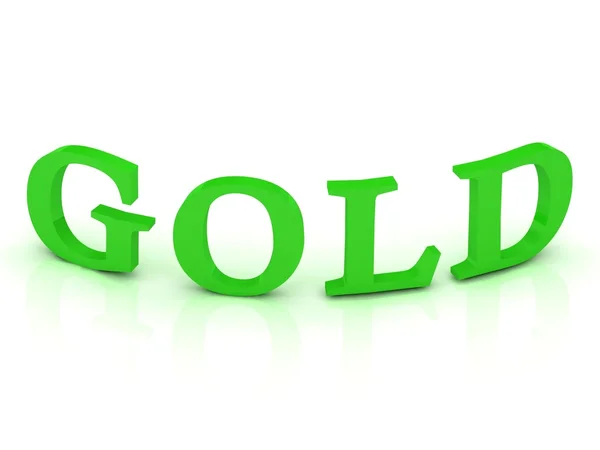 黄金标志与绿色字母 — 图库照片