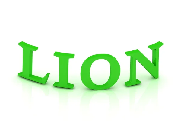 LION signe avec des lettres vertes — Photo
