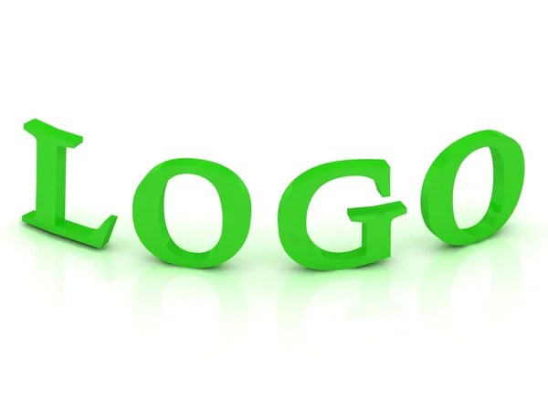 Logo-Schild mit grünen Buchstaben — Stockfoto
