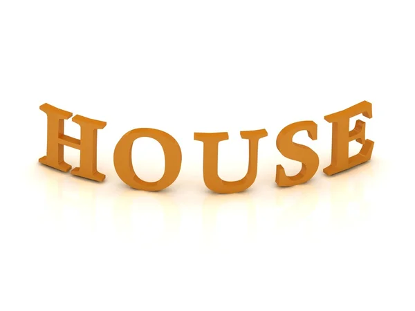 Hausschild mit orangen Buchstaben — Stockfoto
