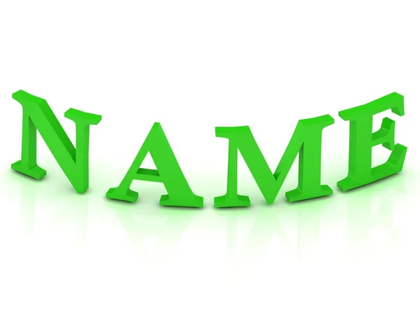 Namensschild mit grünen Buchstaben — Stockfoto