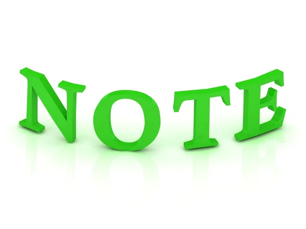Notizschild mit grünen Buchstaben — Stockfoto