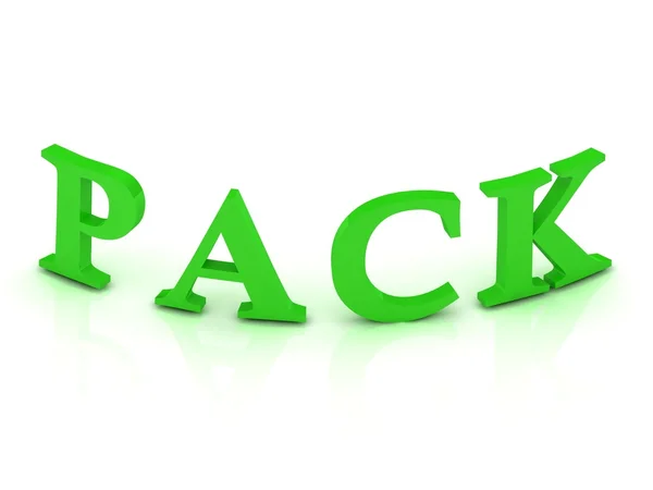 Sinal de embalagem com letras verdes — Fotografia de Stock