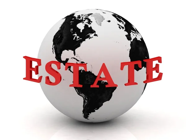 ESTATE abstraction inscription around earth — Stock Photo, Image