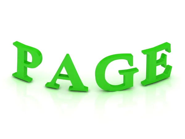 PAGE sinal com letras verdes — Fotografia de Stock