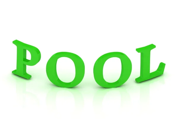 Poolschild mit grünen Buchstaben — Stockfoto