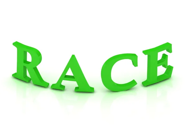 Sinal RACE com letras verdes — Fotografia de Stock