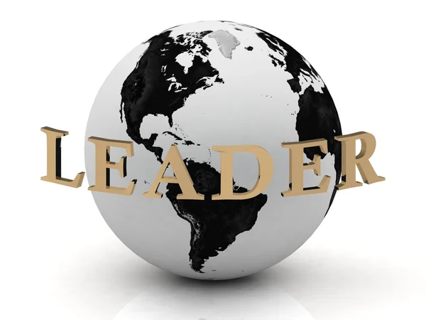 LEADER abstraction inscription around earth — Stock Photo, Image