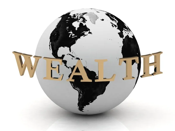 WEALTH abstraction inscription around earth — Stock Photo, Image