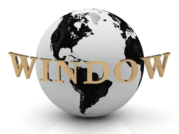 WINDOW abstração inscrição em torno da terra — Fotografia de Stock