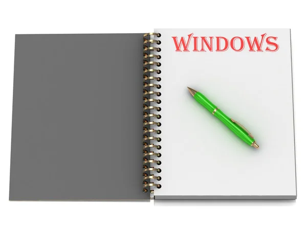 Napis Windows na stronie notesu — Zdjęcie stockowe