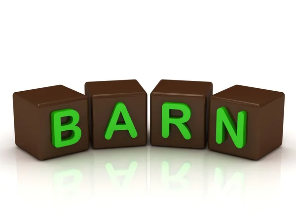 BARN inscription bright green letters — Stock Photo, Image