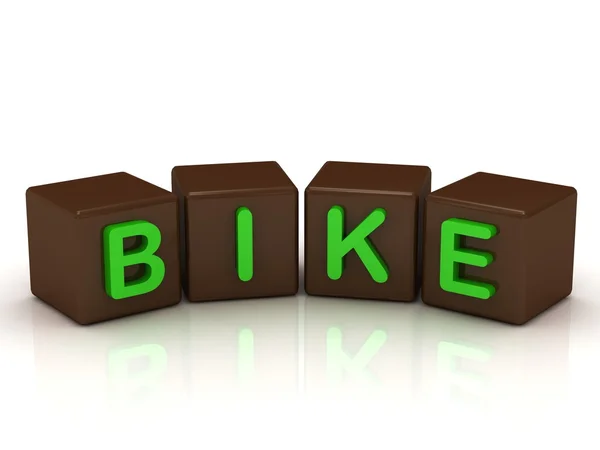 Bisiklet yazıt parlak yeşil harfler — Stok fotoğraf