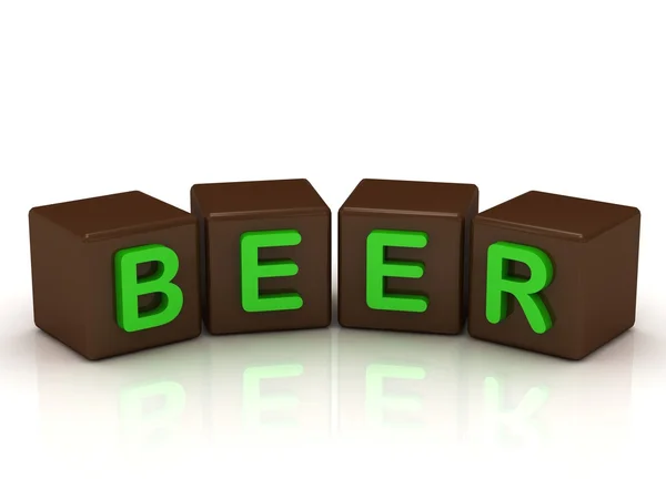 BEER inscription bright green letters — Stock Photo, Image