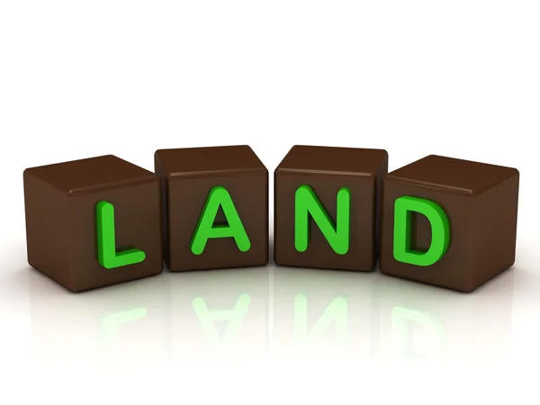 LAND inscrição letras verdes brilhantes — Fotografia de Stock