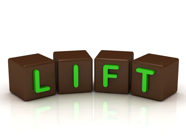 LIFT inscrição letras verdes brilhantes — Fotografia de Stock