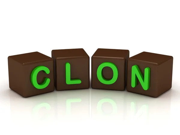 Clon yazıt parlak yeşil harfler — Stok fotoğraf