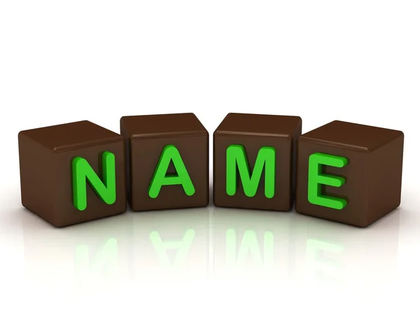 Namensaufschrift hellgrüne Buchstaben — Stockfoto
