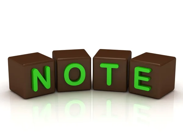 NOTE inscription bright green letters — Stock Photo, Image