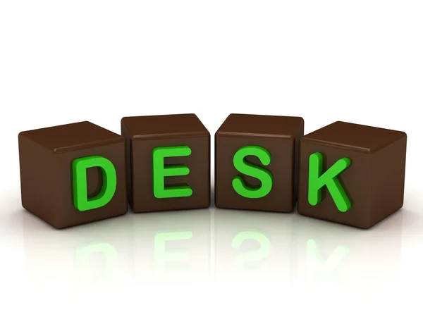 Schreibtischbeschriftung hellgrüne Buchstaben — Stockfoto