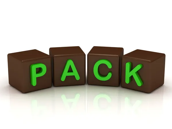 PACK inscription bright green letters — Stock Photo, Image