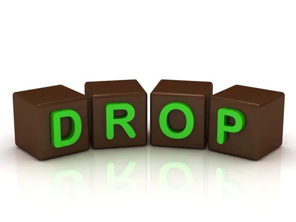 Drop inscriptie helder groene letters — Stockfoto