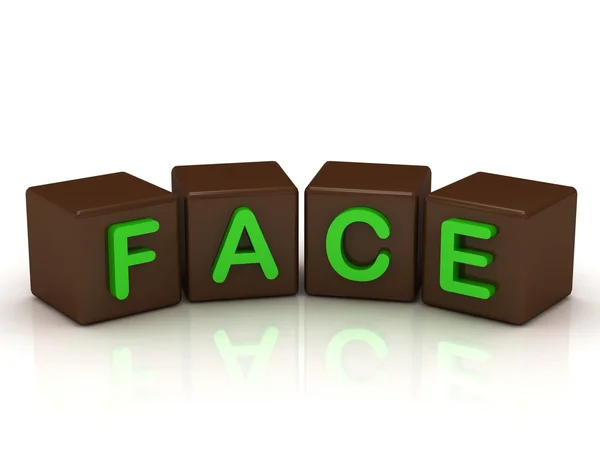 Gesichtsbeschriftung hellgrüne Buchstaben — Stockfoto