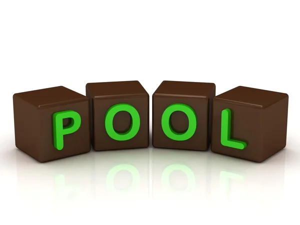 Zwembad inscriptie helder groene letters — Stockfoto