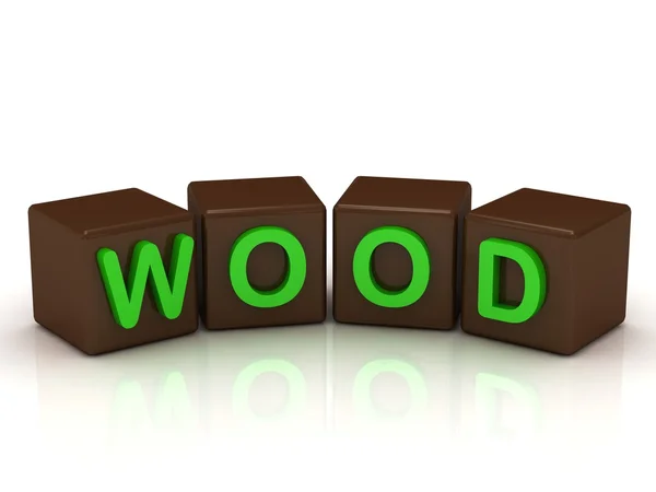 Надпись WOOD ярко-зелеными буквами — стоковое фото
