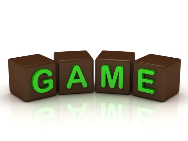 GAME inscrição letras verdes brilhantes — Fotografia de Stock