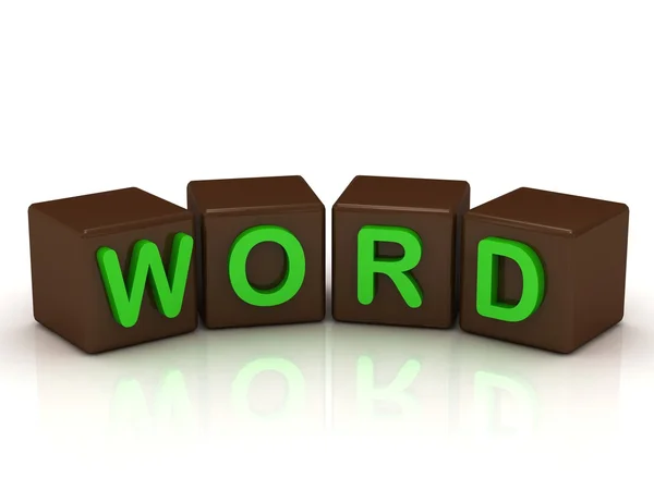 Słowo napis jasne zielone litery — Zdjęcie stockowe