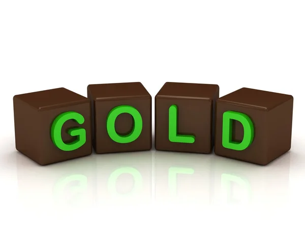 Złoty napis jasne zielone litery — Zdjęcie stockowe