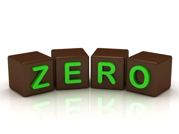 Zero napis jasne zielone litery — Zdjęcie stockowe