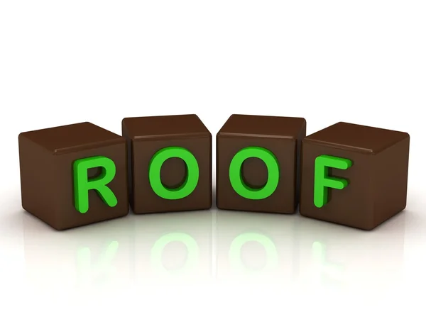 ROOF inscription bright green letters — Stock Photo, Image