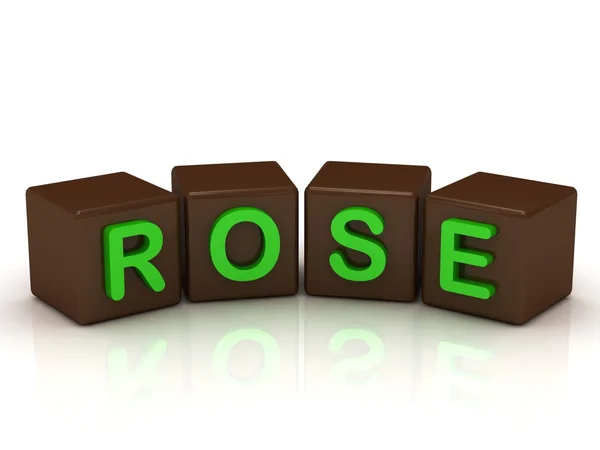 ROSE inscrição letras verdes brilhantes — Fotografia de Stock