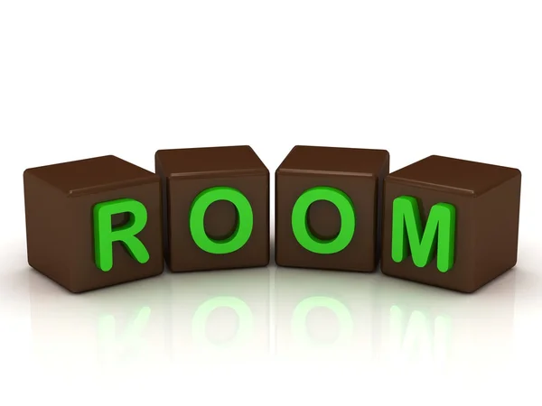 ROOM inscription bright green letters — Stock Photo, Image