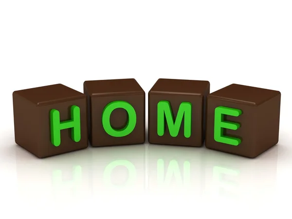 HOME inscription bright green letters — Stock Photo, Image