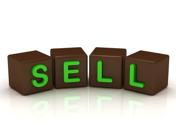 Sälja inskription ljusa gröna bokstäver — Stockfoto