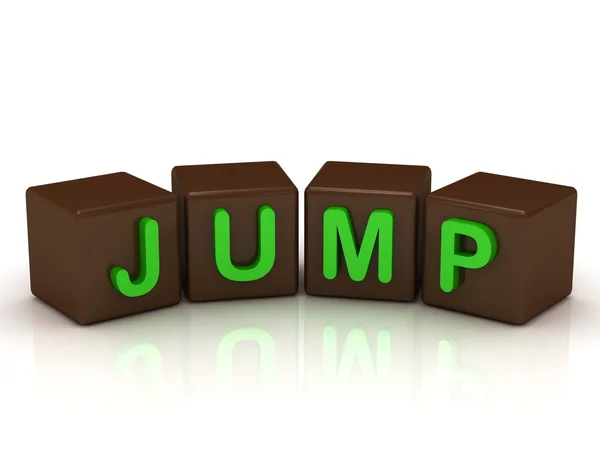 JUMP inscrição letras verdes brilhantes — Fotografia de Stock