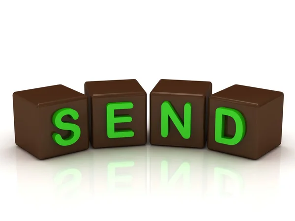 Skicka inskriptionen ljusa gröna bokstäver — Stockfoto