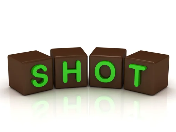 SHOT inscripción letras verde brillante —  Fotos de Stock