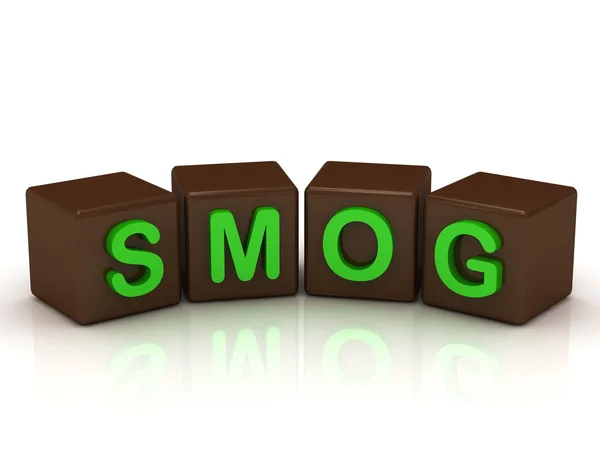 SMOG inscrição letras verdes brilhantes — Fotografia de Stock