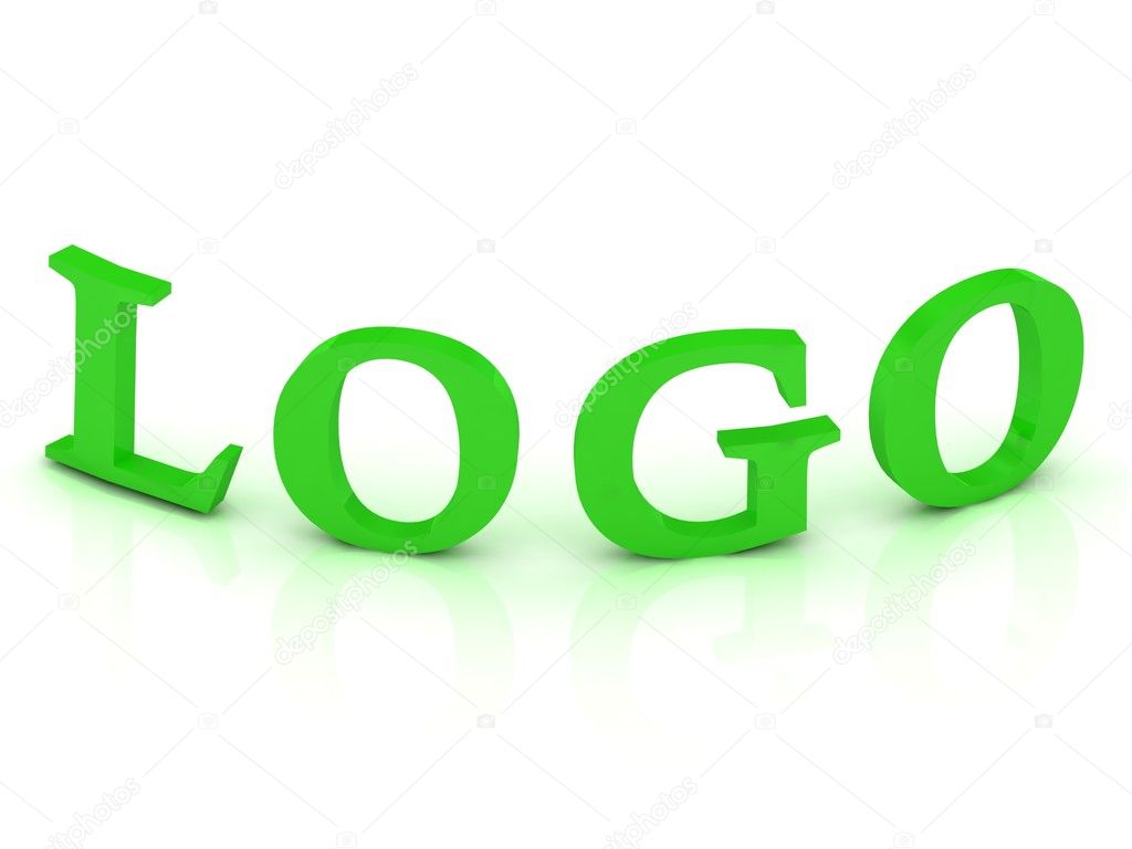 LOGO sign with green letters